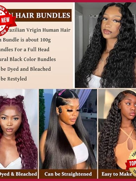 Deep Wave Human Hair Extensions 20-26 Inch Quick Weave Bundles Deep Wave Bundles Human Hair 22 24 26 Inch Brazilian 100  main image 3